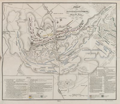 Plan van de Slag bij Waterloo, Mont St Jean door French School