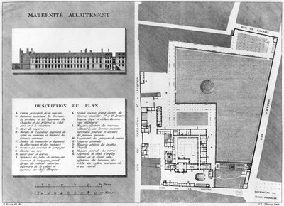 Plan van de Maternite Port-Royal, gegraveerd door Jacques Etienne Thierry (1750-1832) naar H. Bessat, 1811 door French School