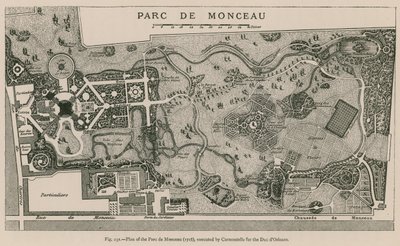Plan van het Parc de Monceau (1718), uitgevoerd door Carmontelle voor de Hertog van Orléans door French School