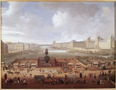Pont-Neuf, Parijs, gezien vanaf de ingang naar Place Dauphine door French School