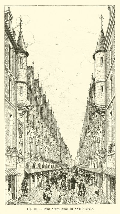 Pont Notre-Dame in de 18e eeuw door French School