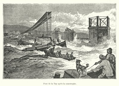 Pont de la Tay na de ramp (gravure) door French School