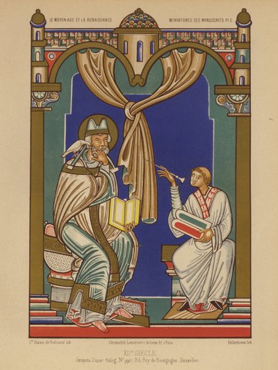 Paus Gregorius I (chromolitho) door French School
