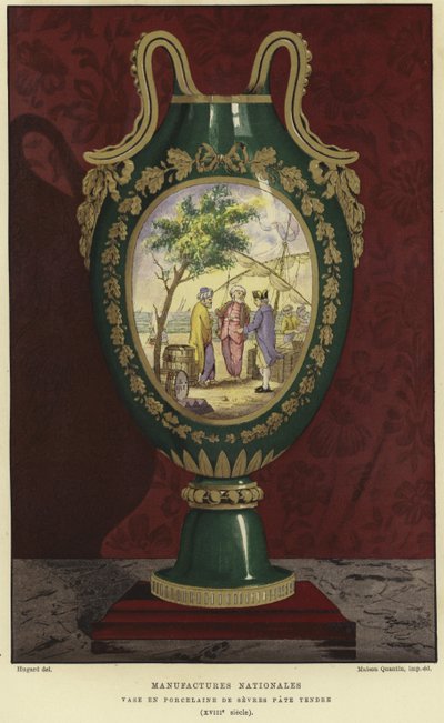 Porseleinen vaas van de Manufacture nationale de Sevres, Frankrijk door French School