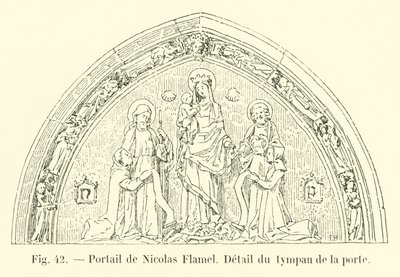 Portaal van Nicolas Flamel, (detail) door French School