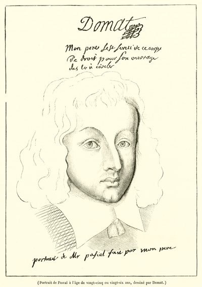 Portret van Pascal op vijfentwintig- of zesentwintigjarige leeftijd (gravure) door French School