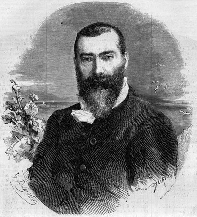 Portret van Alphonse Karr (1808-1898), Franse romanschrijver en toneelschrijver. Gravure in 