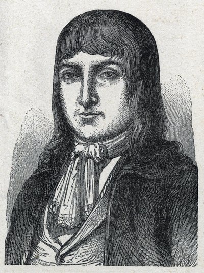 Portret van Amateur Jérôme Le Bras des Forges, ridder van Boishardy, chef chouan van de Franse revolutie. Gravure van 1889. Privécollectie. door French School