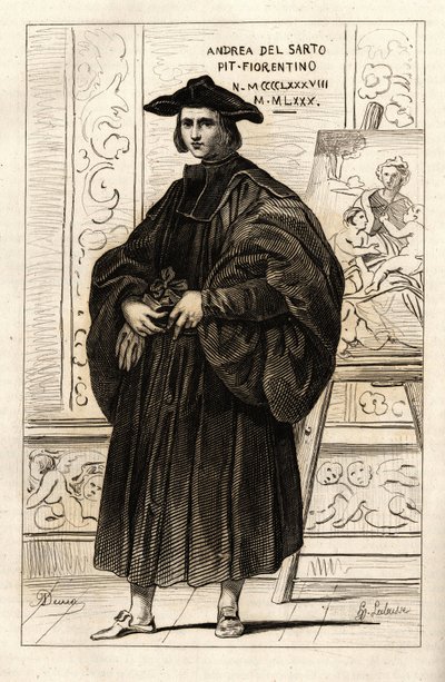 Portret van Andrea del Sarto door French School