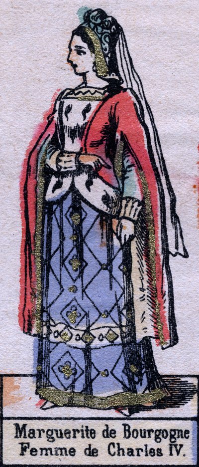 Portret van Blanche van Bourgondië (ca. 1296-1326), vrouw van Karel IV van Frankrijk. (Capetische dynastie). Illustratie eind 19e eeuw. door French School