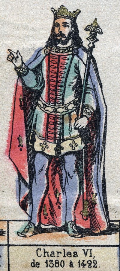 Portret van Karel VI van Frankrijk, bekend als Karel de Goede (1368-1422). Illustratie eind 19e eeuw. door French School