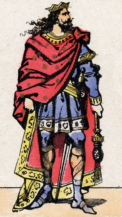 Portret van Childeric II, Koning van de Franken van 670 tot 673. door French School