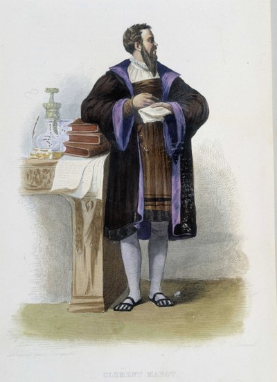 Portret van Clement des Marets genaamd Marot, Franse dichter (1496-1544) - in "Le Plutarque francais", Ed. Mennechet door French School