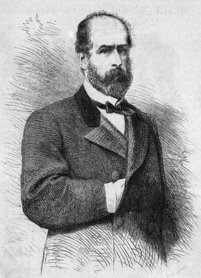 Portret van Federico Errazuriz Zanartu (1825-1877), President van de Republiek Chili. Gravure in 