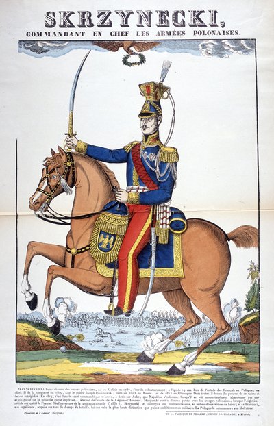 Portret van Generaal Jean Skrznecki, opperbevelhebber van het Poolse leger, hij nam dienst in de Napoleontische troepen. Afbeelding van Epinal door French School