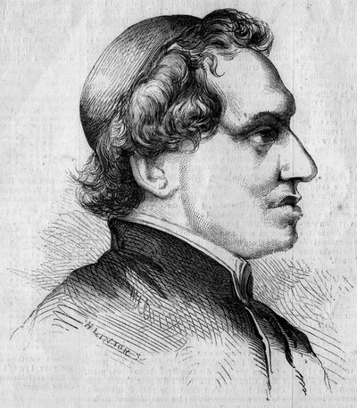 Portret van Giacomo Antonelli (1808-1878), Italiaanse kardinaal en staatssecretaris van de pauselijke regering. Gravure door Linton in 