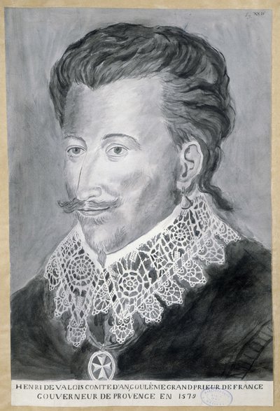 Portret van Henri de Valois, Graaf van Angoulême, Grootprior van Frankrijk, Gouverneur van Provence in 1579 door French School