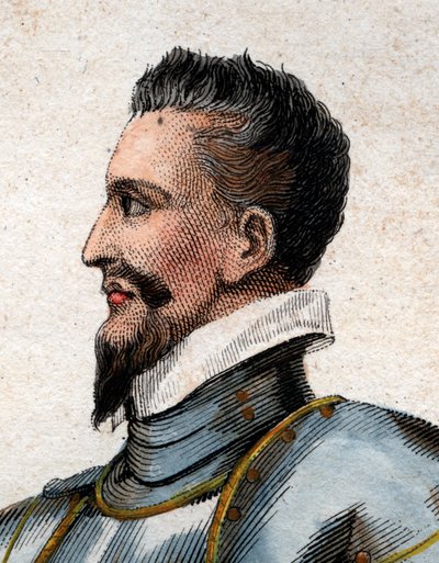 Portret van Hendrik I, hertog van Guise (1550-1588) genaamd de geschonden. door French School