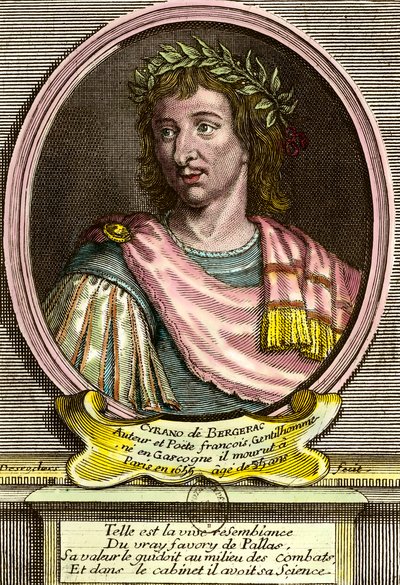 Portret van Hercules Savinien door Cyrano de Bergerac (1619 - 1655) Franse schrijver. door French School