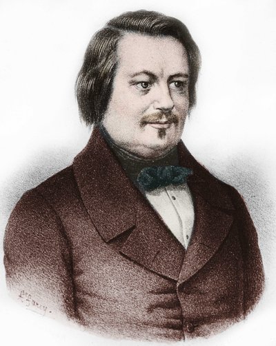 Portret van Honoré de Balzac (1799-1850), Franse romanschrijver door French School