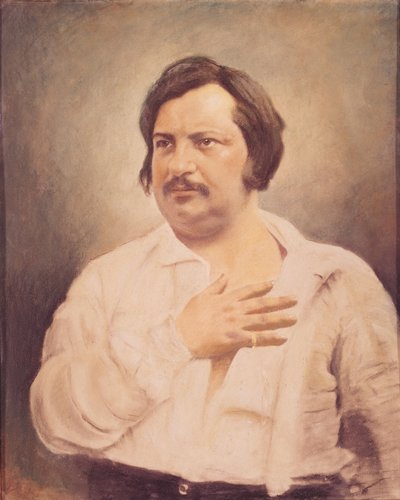Portret van Honore de Balzac (1799-1850) naar een daguerreotype door French School
