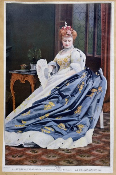 Portret van Hortense Schneider (1833-1920) in de rol van de Groothertogin in La Grande Duchesse de Gerolstein door Jacques Offenbach (1819-90) c.1867 door French School