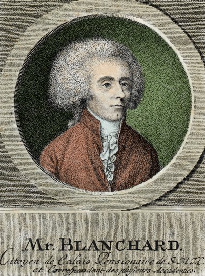 Portret van Jean Pierre Blanchard (1753-1809), Franse luchtvaartpionier. door French School