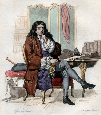 Portret van Jean de La Fontaine, Franse fabeldichter en dichter door French School