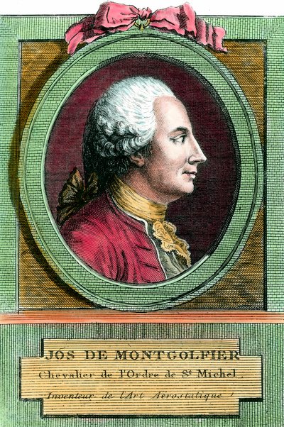 Portret van Joseph de Montgolfier, uitvinder van de heteluchtballon door French School