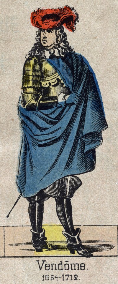 Portret van Louis-Joseph de Bourbon (1645-1712), bekend als de Grand Vendome, Hertog van Penthievre en Mercoeur, daarna Hertog van Vendome en Pair van Frankrijk. Afbeelding van Epinal uit het einde van de 19e eeuw. door French School