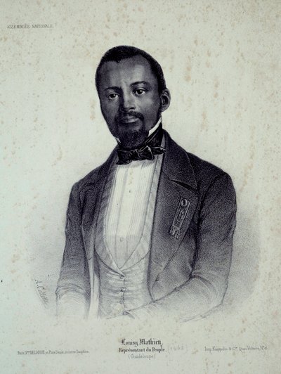 Portret van Louisy Mathieu (1817-1874), voormalige slaaf en afgevaardigde van Guadeloupe. Gravure uit de 19e eeuw door French School