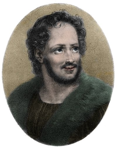 Portret van Mathurin Regnier Poète français (1573-1613) - Portret van Mathurin Regnier (1573-1613), Franse satiricus, Gravure door French School