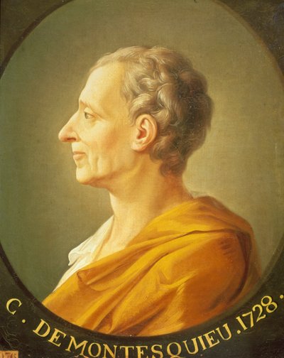 Portret van Montesquieu (1689 - 1755) in medaillon door French School