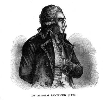 Portret van Nicolas Luckner (1722-1794), Franse militair van Duitse afkomst. Gravure in 