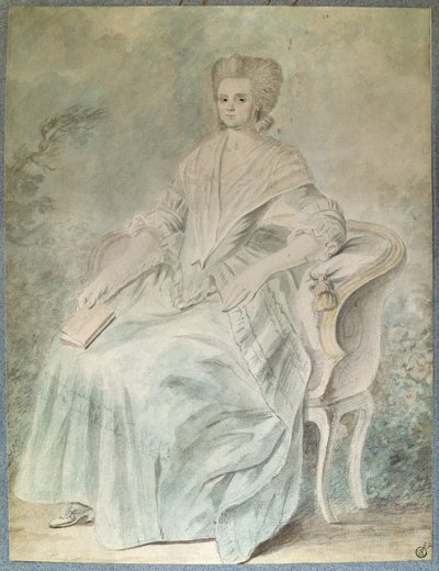Portret van Olympe de Gouges (weduwe Aubry ook bekend als Marie Gouze) (Madame Aubry) (1748-1793) feministe, politica en schrijfster door French School