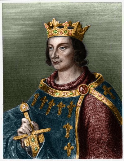 Portret van Filips III van Frankrijk, genaamd Philippe le Hardi (1245-1285) (dynastie van de Capetingen).- in "Histoire des Francais" door Lavallee, gravure, sd. door French School