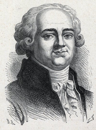 Portret van Pierre Louis Manuel, Franse politicus, afgevaardigde van de Seine bij de Nationale Conventie. Gravure van 1889. Privécollectie. door French School