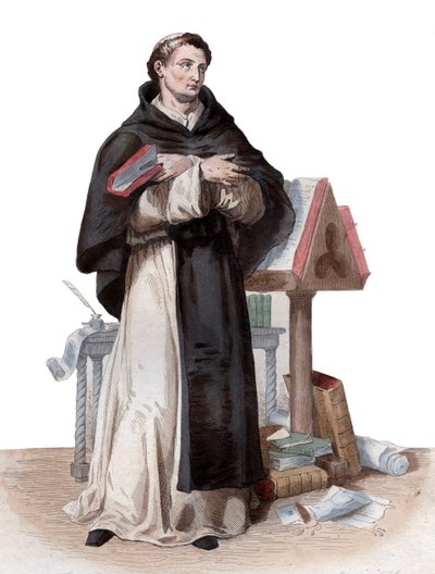 Portret van Saint Bernard de Clairvaux, Franse abt en bouwer van de hervormende Cisterciënzerorde door French School