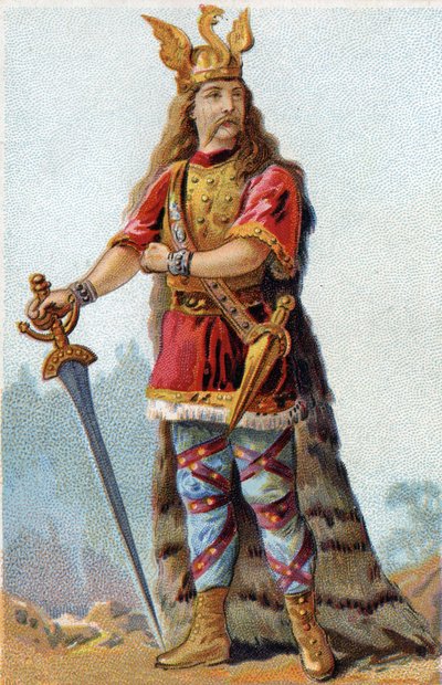 Portret van Vercingetorix (72-46 v.Chr.), Koning van de Galliërs. Chromolithografie rond 1890. door French School