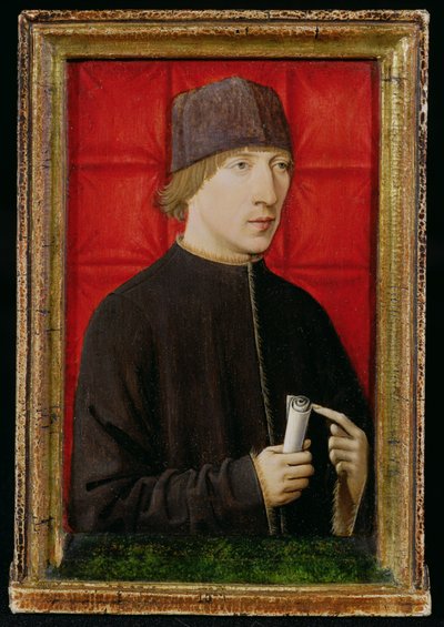 Portret van een man met een rol, ca. 1480-1510 door French School