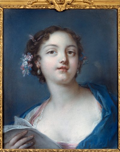 Portret van een meisje dat een partituur leest door French School