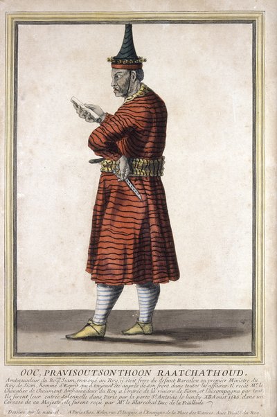Portret van een van de Siamese ambassadeurs bij Lodewijk XIV, 1685 door French School