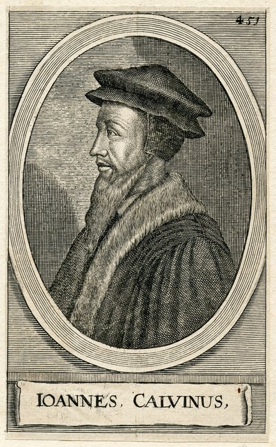 Portret van de Franse theoloog Johannes Calvijn door French School
