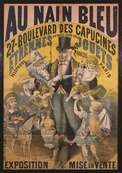 Poster die Au Nain Bleu adverteert, ca. 1890 door French School