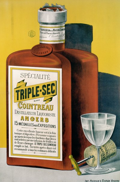 Poster die Triple Sec Cointreau gemaakt in Angers aankondigt door French School