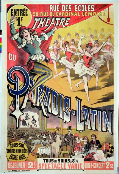 Poster voor het Theatre du Paradis Latin, c.1880-90 door French School