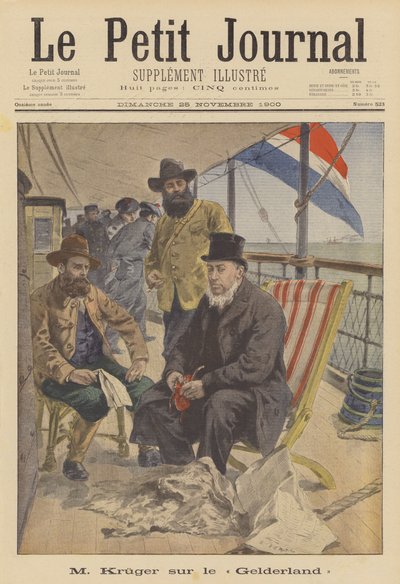 President Kruger van Transvaal vaart in ballingschap aan boord van het Nederlandse schip Gelderland door French School