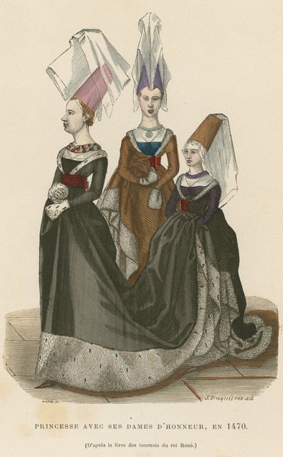 Prinses met haar hofdames, 1470 door French School