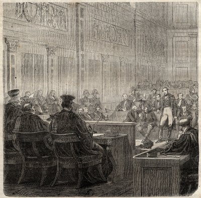 Proces door het Koninklijk Hof van Poitiers van Generaal Jean Baptiste Breton (Jean-Baptiste) genaamd Berton (1769-1822) in 1822 door French School