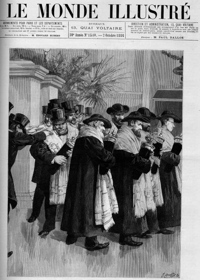 Processie voor de inwijding van de nieuwe Israëlische tempel in Versailles. Gravure in 